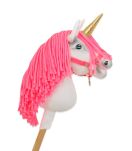 Hobby Horse Jednorożec na kiju mały biały, grzywa neonowy róż i złoty róg - 2