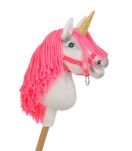 Hobby Horse Jednorożec na kiju mały biały, grzywa neonowy róż i złoty róg - 3