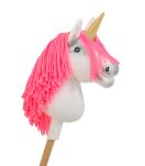 Hobby Horse Jednorożec na kiju mały biały, grzywa neonowy róż i złoty róg - 4