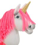 Hobby Horse Jednorożec na kiju mały biały, grzywa neonowy róż i złoty róg - 5