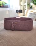 Kosz Mojżesza BOHO bawełniany Handmade z materacykiem - mauve - 5