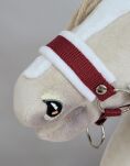 Zestaw do Hobby Horse: kantar A3 z białym futerkiem + uwiąz ze sznurka - biało-bordowy - 3