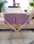 Kosz Mojżesza BOHO bawełniany Handmade z materacykiem - lawendowy - 2