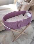 Kosz Mojżesza BOHO bawełniany Handmade z materacykiem - lawendowy - 3