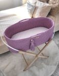 Kosz Mojżesza BOHO bawełniany Handmade z materacykiem - lawendowy - 4