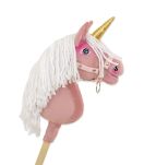 Hobby Horse Jednorożec na kiju mały brudny róż z białą grzywą i złotym rogiem - 2