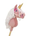 Hobby Horse Jednorożec na kiju mały brudny róż z białą grzywą i złotym rogiem - 3