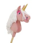 Hobby Horse Jednorożec na kiju mały brudny róż z białą grzywą i złotym rogiem - 4
