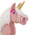 Hobby Horse Jednorożec na kiju mały brudny róż z białą grzywą i złotym rogiem - 5