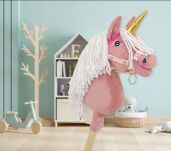 Hobby Horse Jednorożec na kiju mały brudny róż z białą grzywą i złotym rogiem - 6