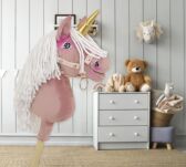 Hobby Horse Jednorożec na kiju mały brudny róż z białą grzywą i złotym rogiem - 7