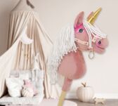 Hobby Horse Jednorożec na kiju mały brudny róż z białą grzywą i złotym rogiem - 8