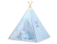Namiot Tipi dla dzieci+ zawieszki pióra - Chevron niebieski - 2