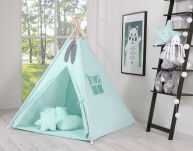 Namiot TIPI dla dzieci +mata + zawieszki pióra - jasna mięta - 4