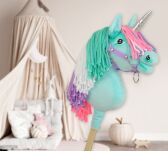 Hobby Horse Jednorożec na kiju mały miętowy z kolorową grzywą i srebrnym rogiem - 8